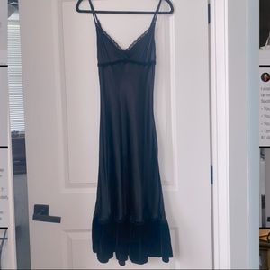 Vintage French Velvet/Satin-like Midi Slip Dress